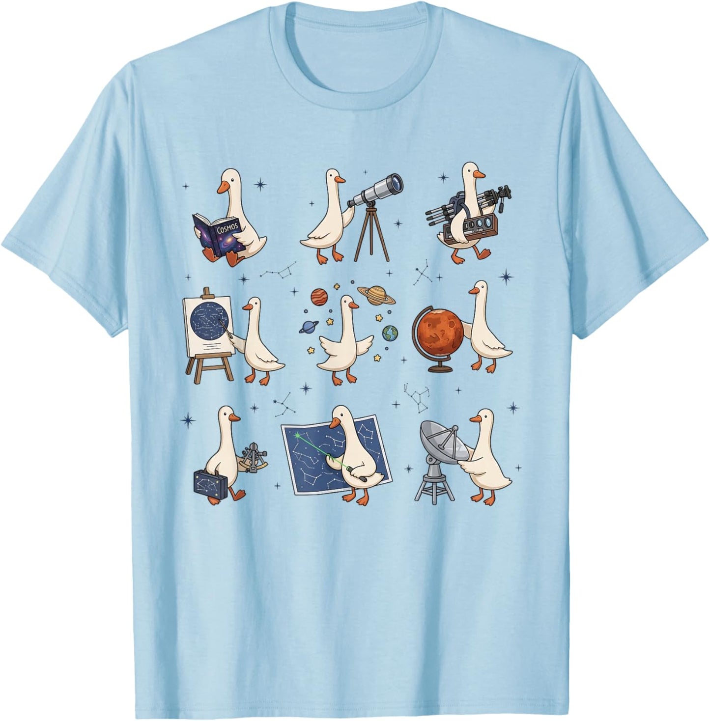 Silly Goose Astronomy Shirt Funny Space Science Astronomer T-Shirt - T-Shirt | Light Blue