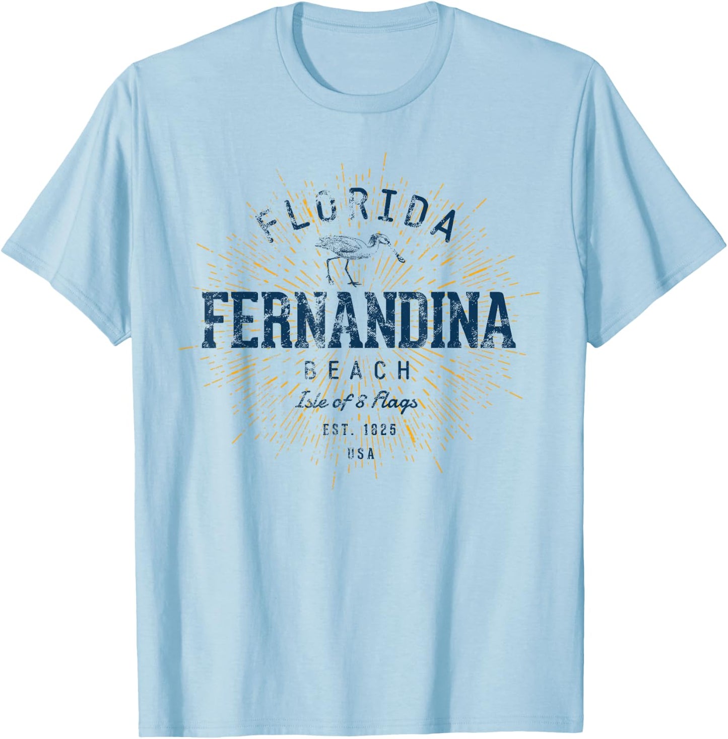 Vintage Fernandina Beach Retro T-Shirt - T-Shirt | Light Blue