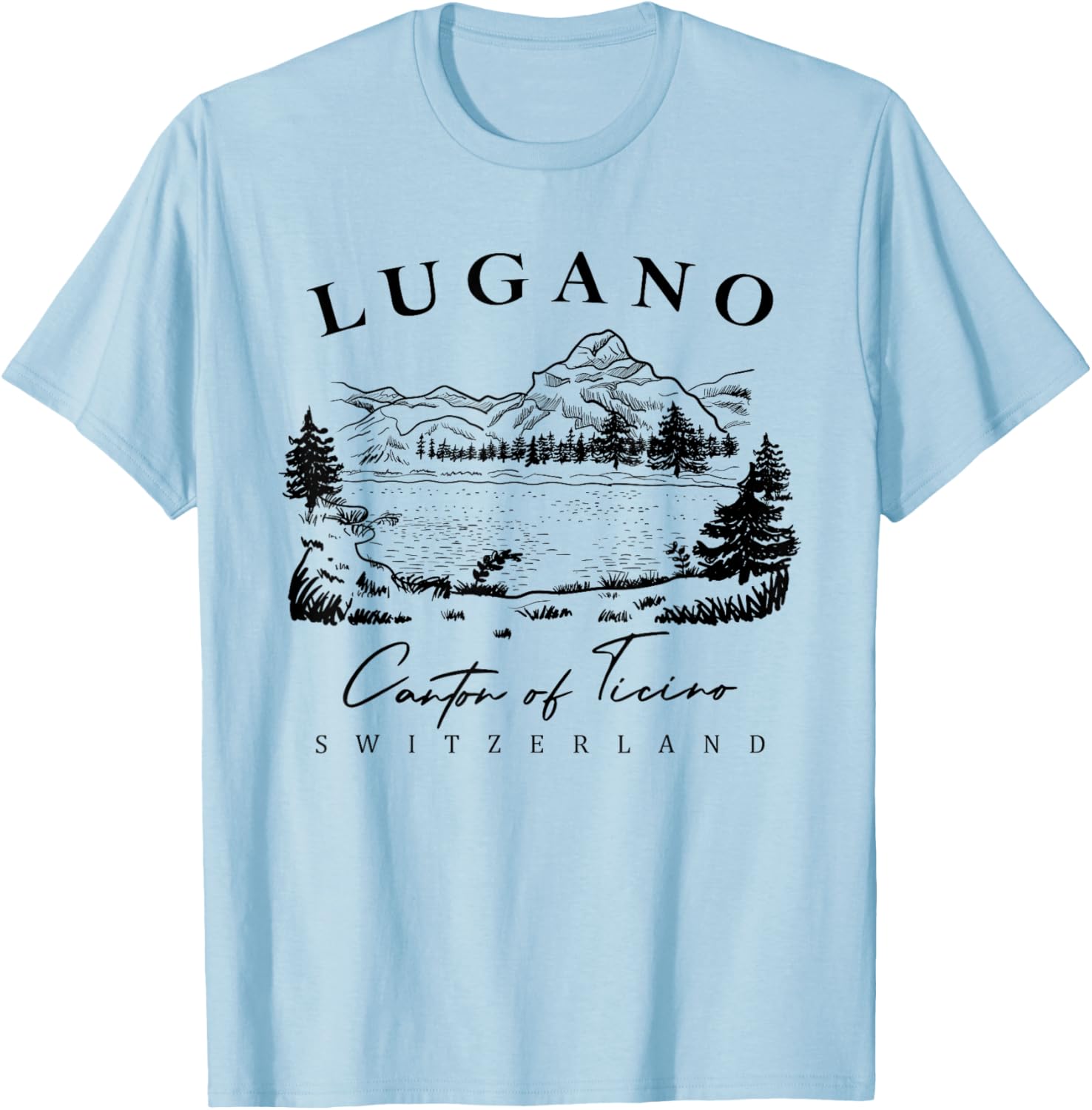 Lugano Switzerland, Lugano Apparel, Lugano Swiss Travel T-Shirt - T-Shirt | Light Blue