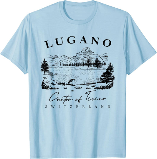 Lugano Switzerland, Lugano Apparel, Lugano Swiss Travel T-Shirt - T-Shirt | Light Blue