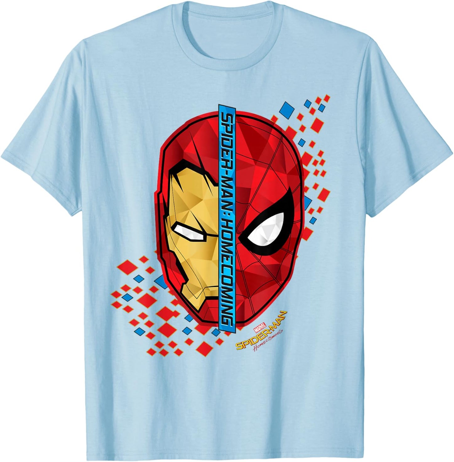 Marvel Spider-Man Homecoming Iron Man Face Split C1 T-Shirt - T-Shirt | Light Blue