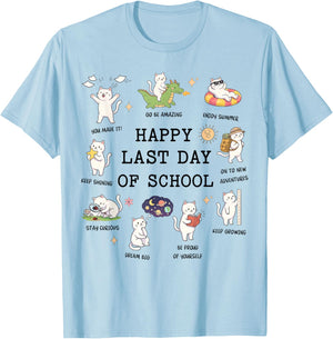 Happy Last Day School Cats T-Shirt - T-Shirt | Light Blue