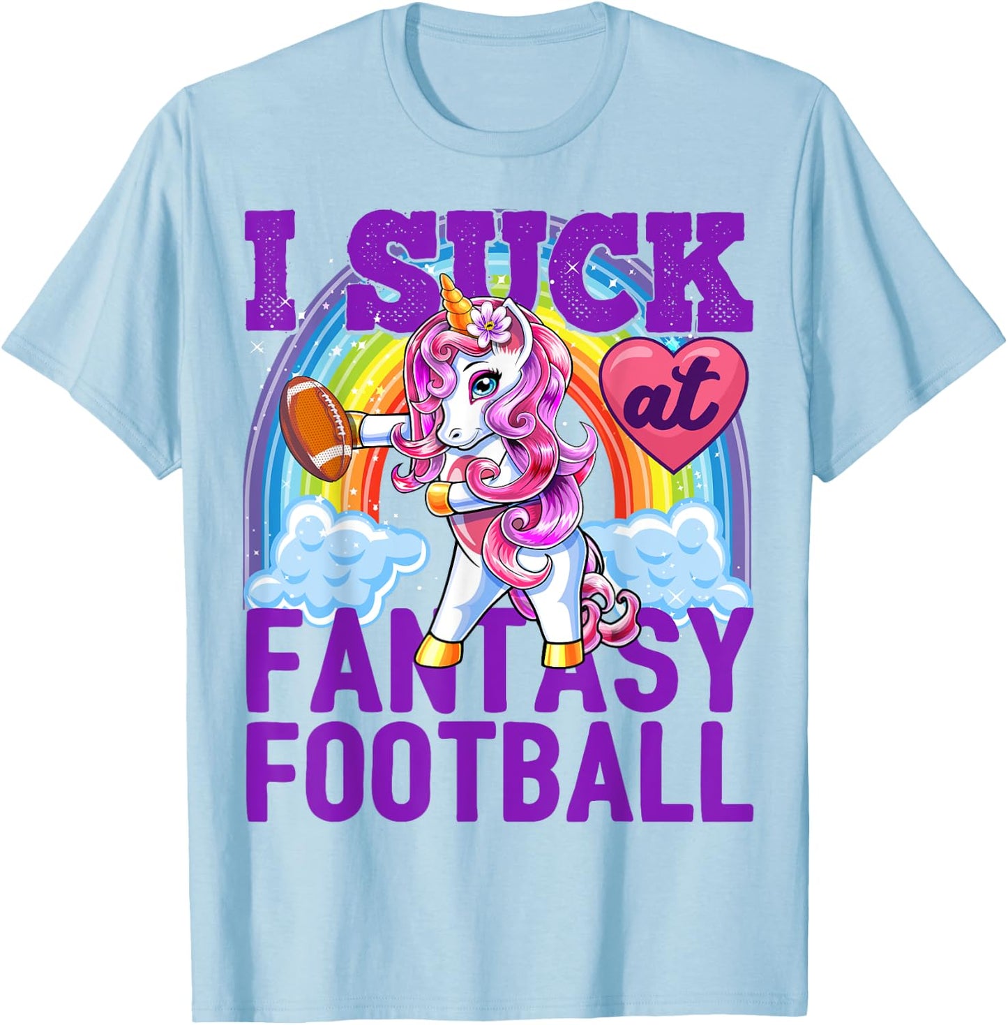 I Suck at Fantasy Football Flossing Unicorn Loser Shirt Men T-Shirt - T-Shirt | Light Blue