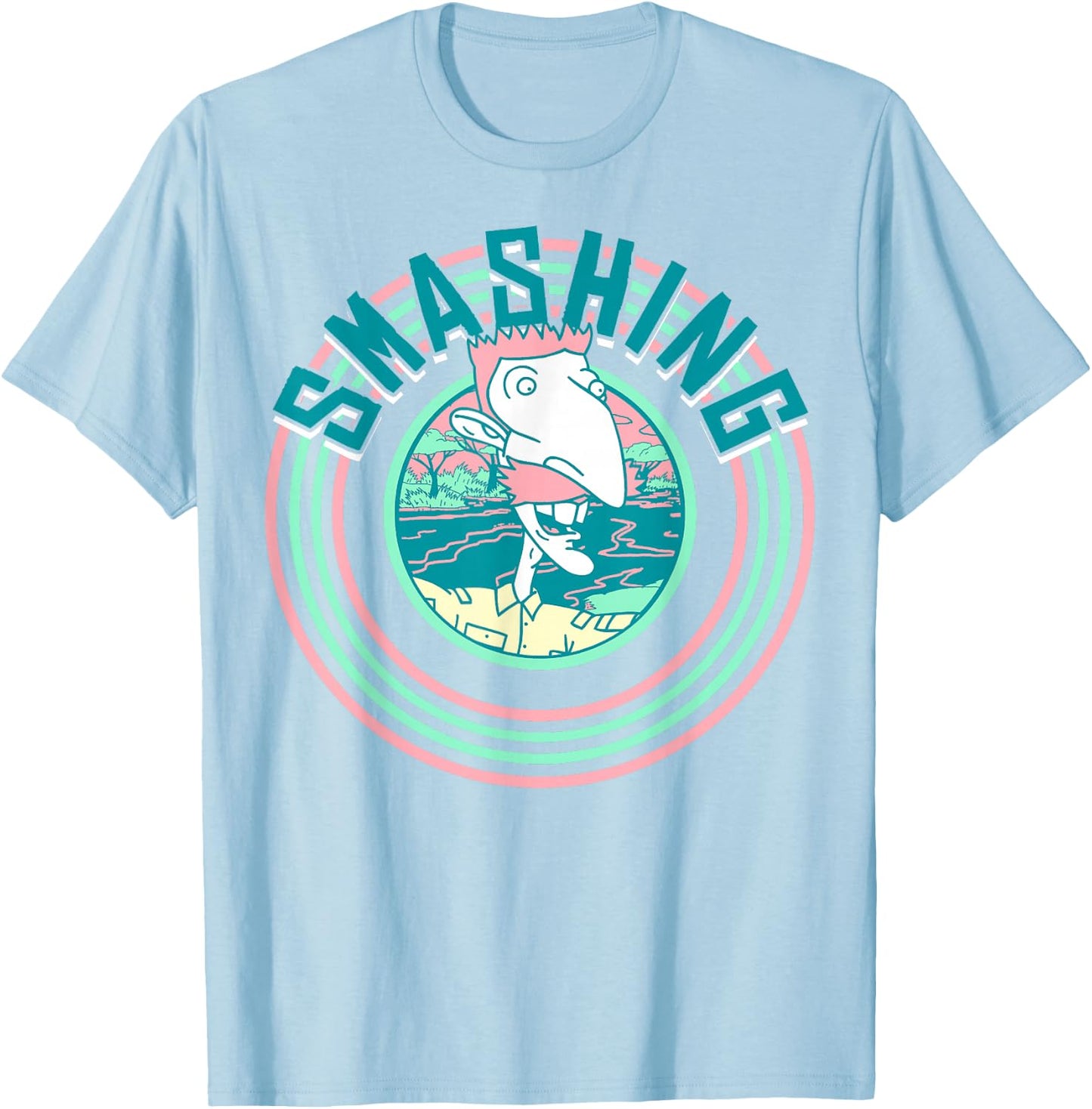 The Wild Thornberrys Nigel Smashing Retro Circle Logo T-Shirt - T-Shirt | Light Blue