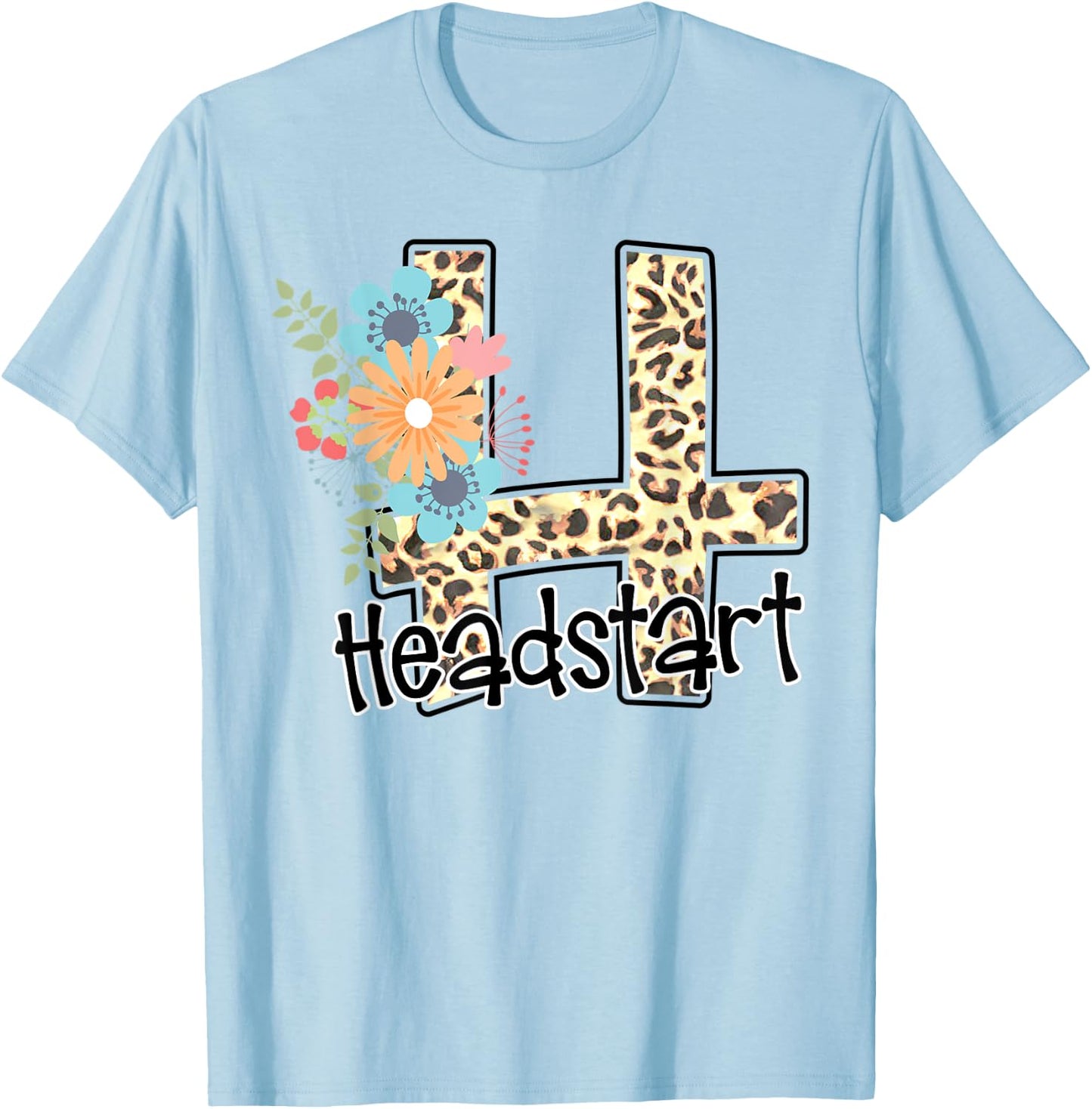 Headstart Leopard Back to School Teacher Girl First Day T-Shirt - T-Shirt | Light Blue