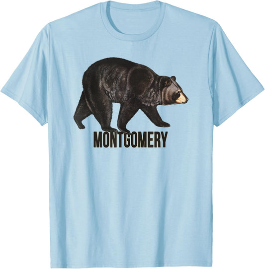 Montgomery, Vermont Black Bear T-Shirt - T-Shirt | Light Blue