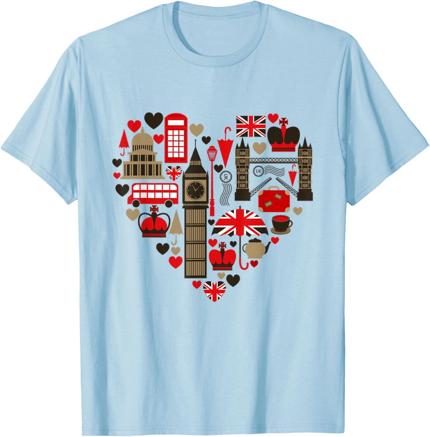 Vintage London I Love Travel Wanderlust Union Jack T-Shirt - T-Shirt | Light Blue