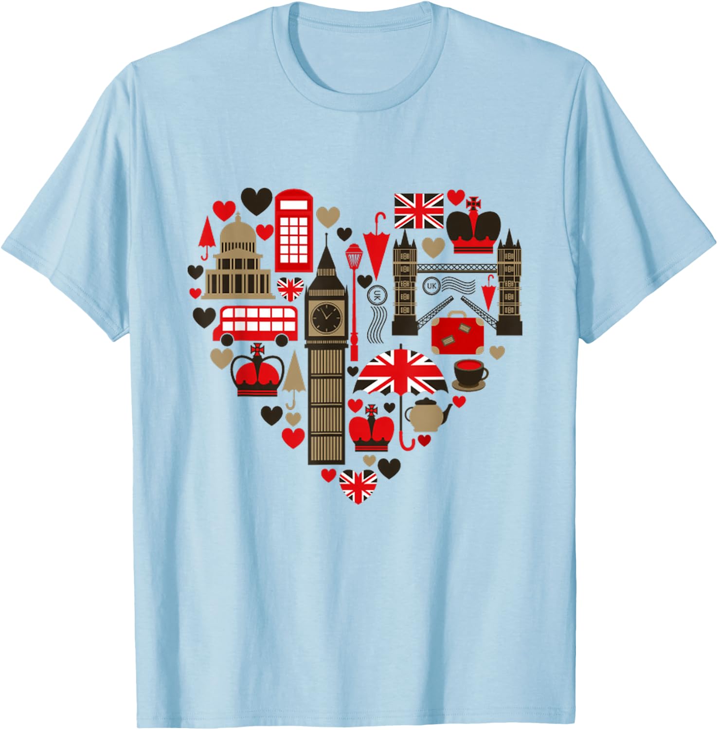 Vintage London I Love Travel Wanderlust Union Jack T-Shirt - T-Shirt | Light Blue