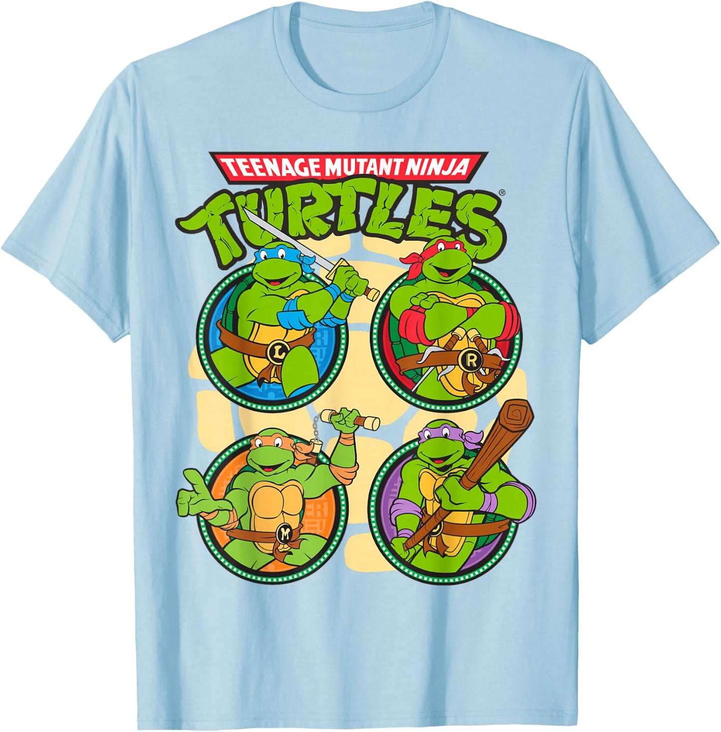 Teenage Mutant Ninja Turtles Circular Design T-Shirt - T-Shirt | Light Blue