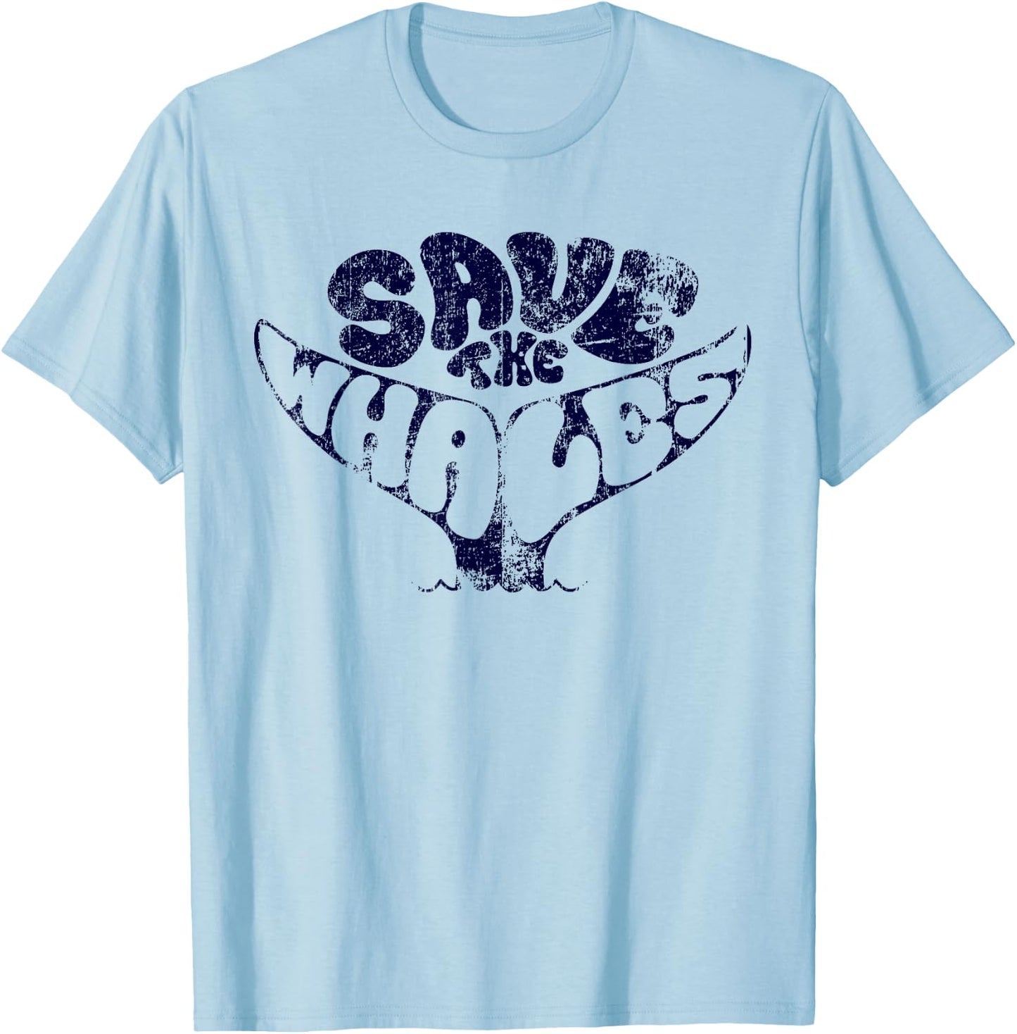 Save The Whales Distressed Vintage Environmentalist T-Shirt - T-Shirt | Light Blue
