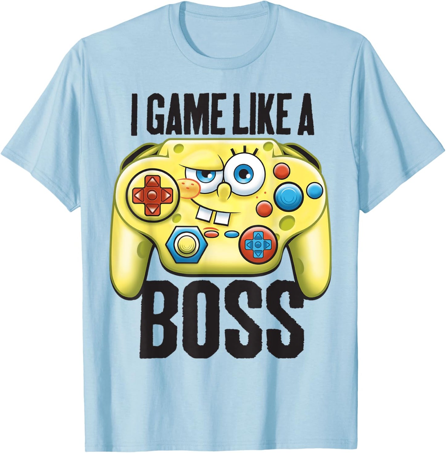 Spongebob SquarePants I Game Like A Boss Short Sleeve T-Shirt - T-Shirt | Light Blue