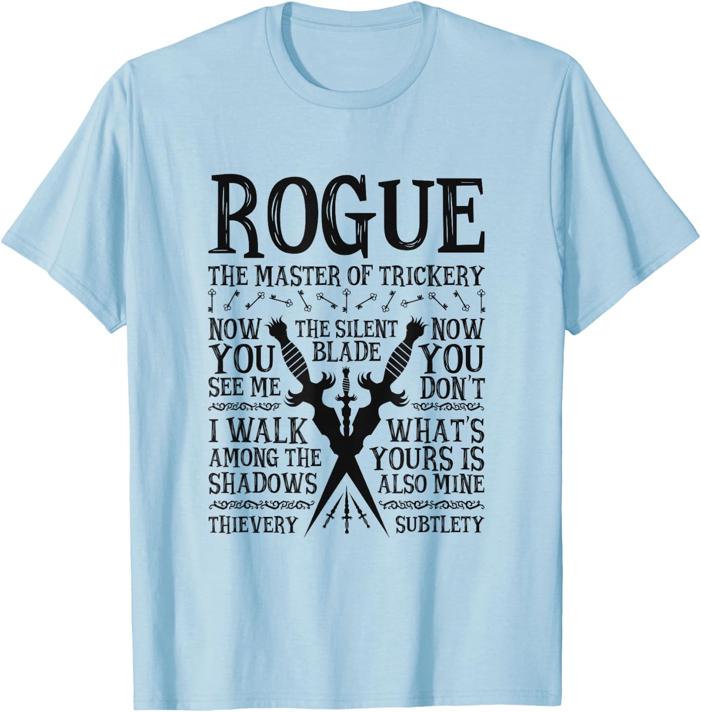 Rogue, The Master of Trickery - RPG Class T-Shirt - T-Shirt | Light Blue