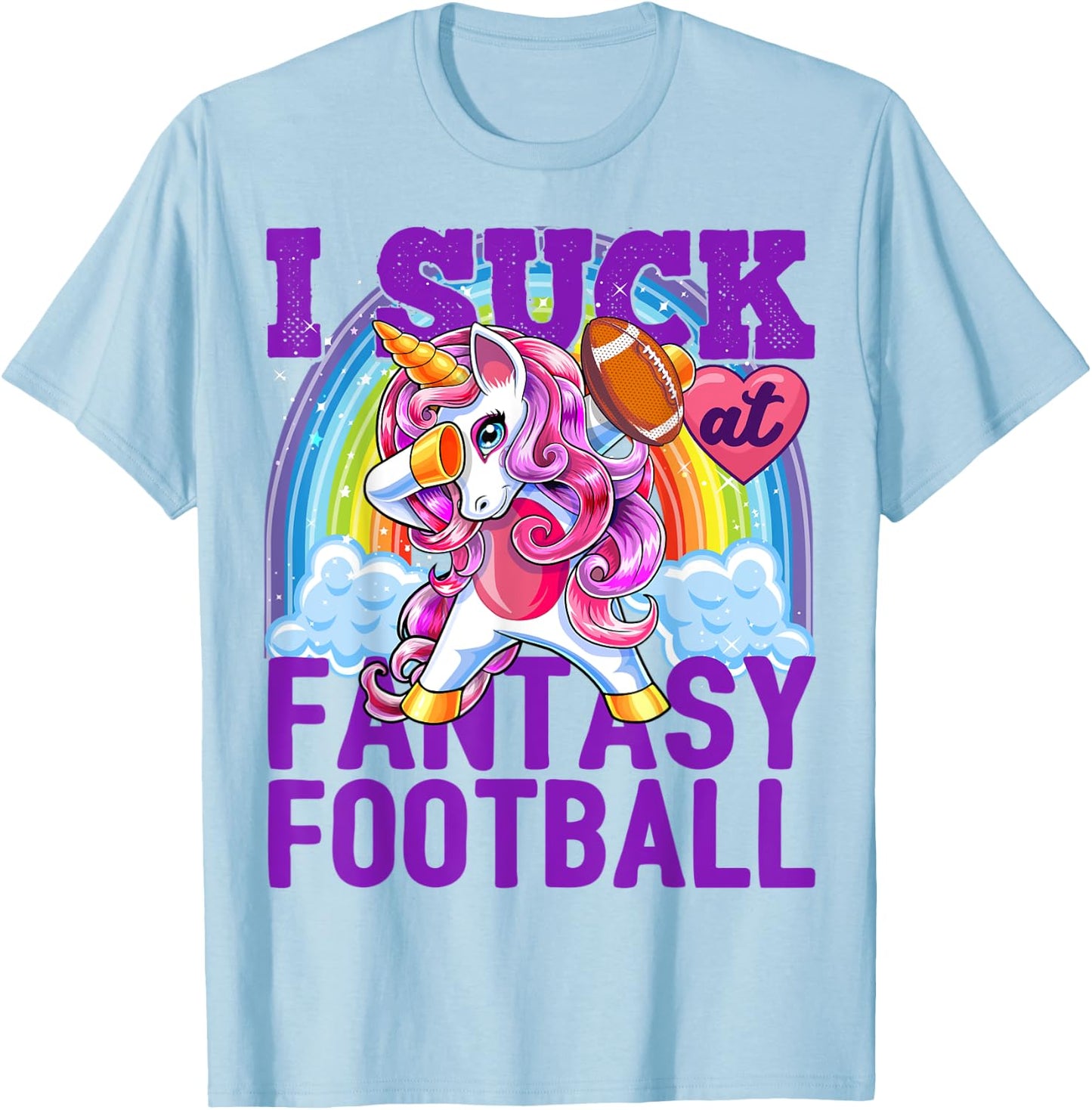I Suck at Fantasy Football Dabbing Unicorn Loser Shirt Men T-Shirt - T-Shirt | Light Blue