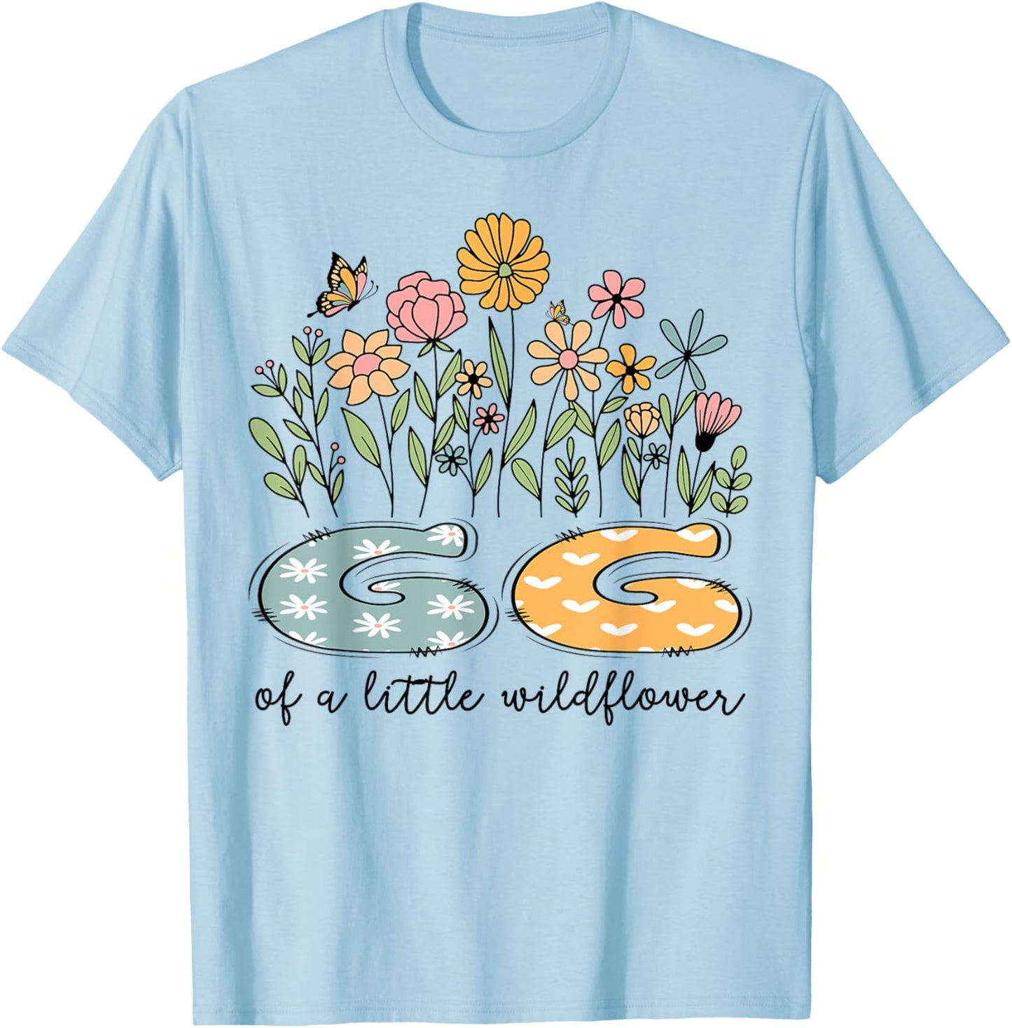 GG Of The Little Wildflower Baby Birthday Floral T-Shirt - T-Shirt | Light Blue