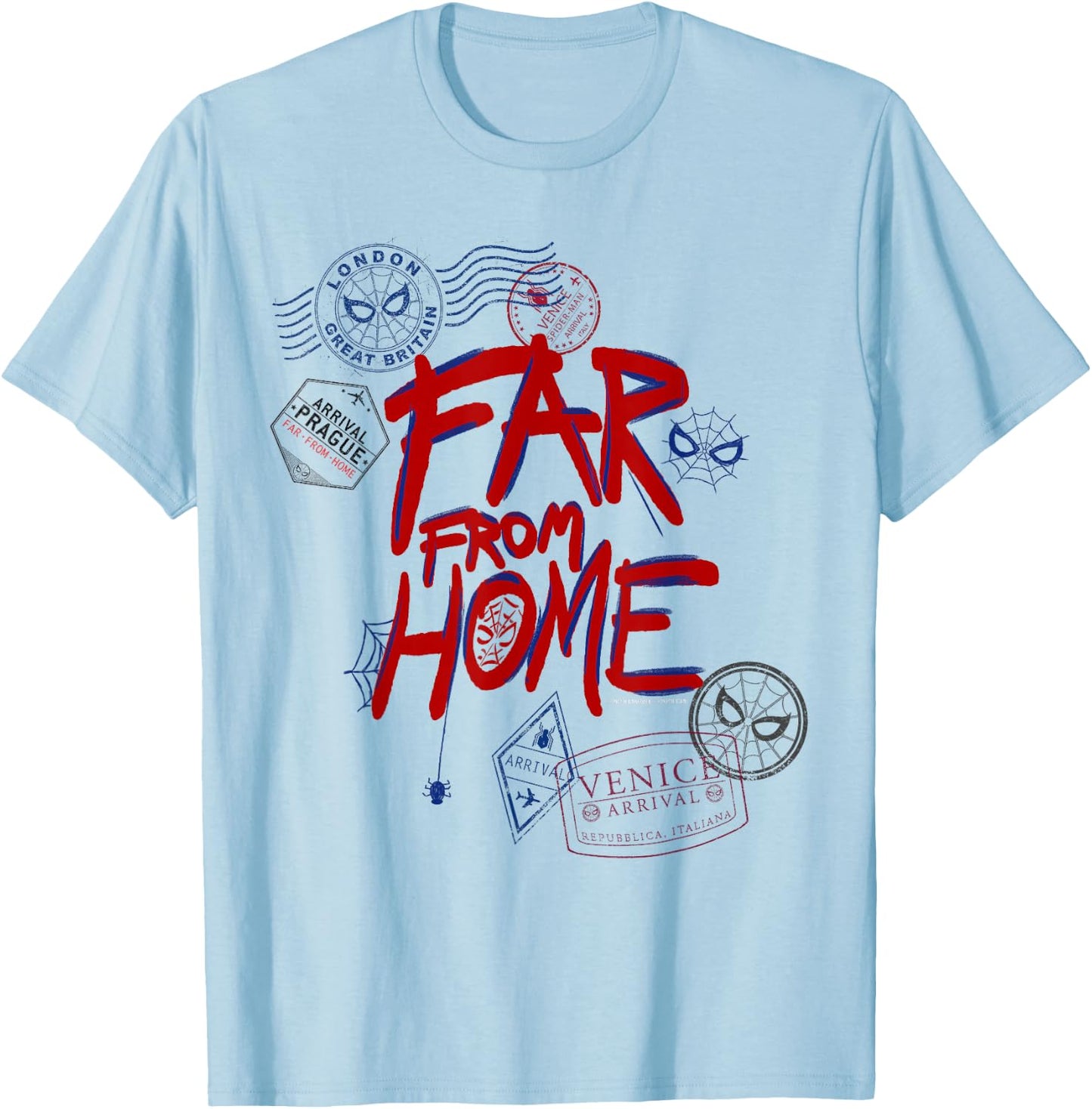 Marvel Spider-Man: Far From Home Travel Stamps T-Shirt - T-Shirt | Light Blue