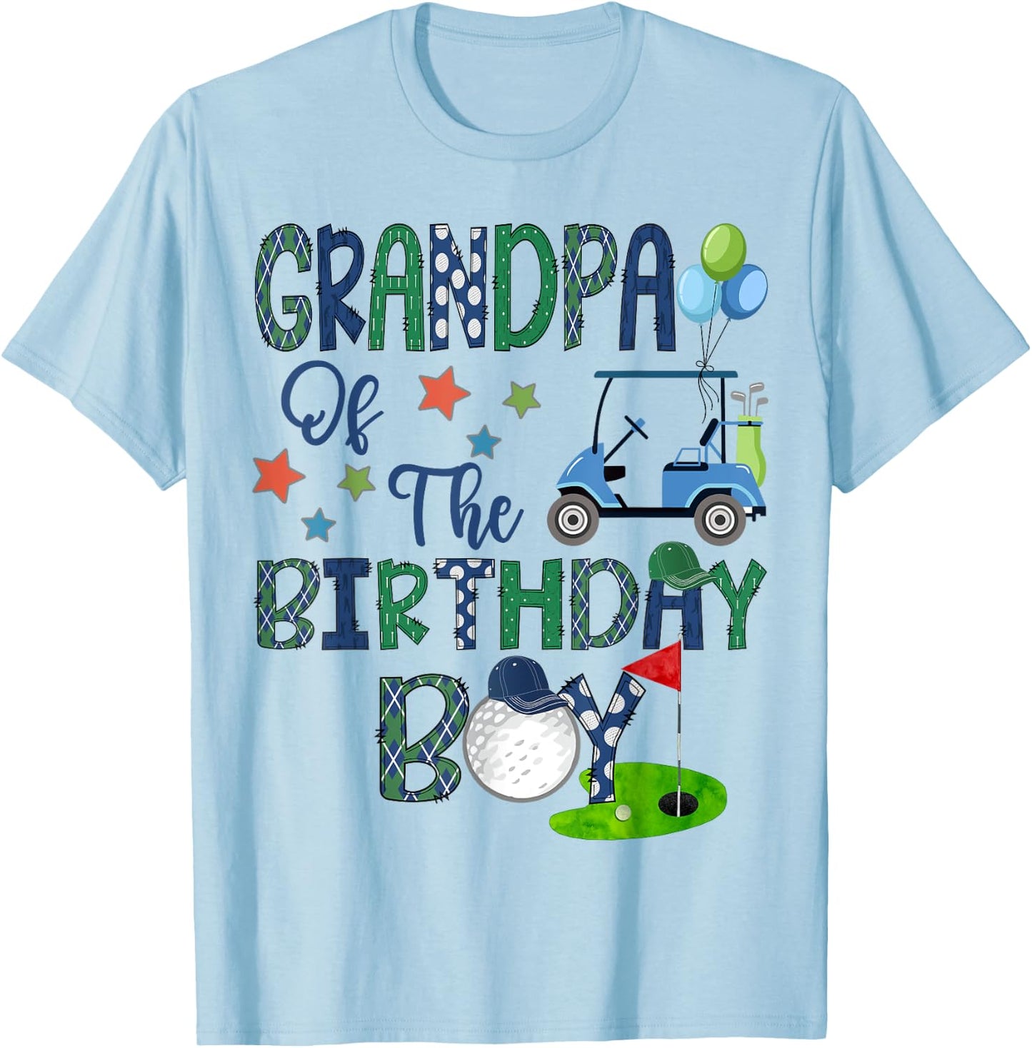 Grandpa Of The Birthday Boy Hole In One Golf Lover T-Shirt - T-Shirt | Light Blue