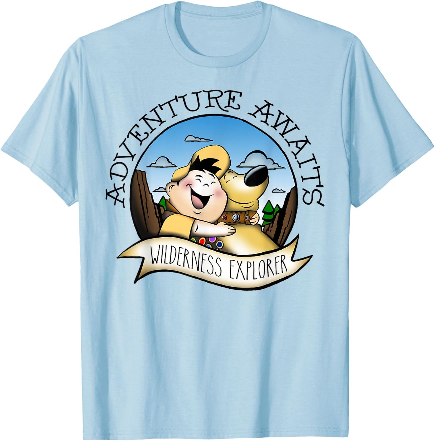 Disney Pixar Up Dug & Russell Wilderness Explorer T-Shirt - T-Shirt | Light Blue