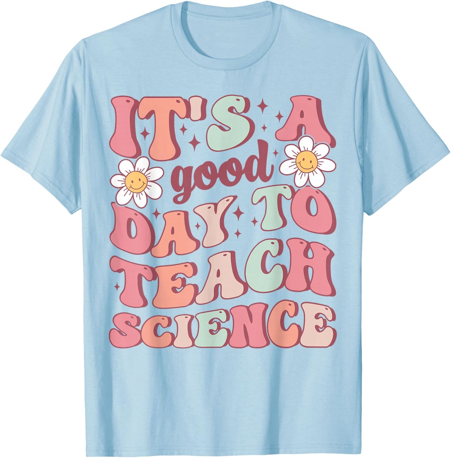 Hello Back to School Shirts For 1st Day of School White -Adult Retro-Floral Teacher Small T-Shirt - T-Shirt | Light Blue