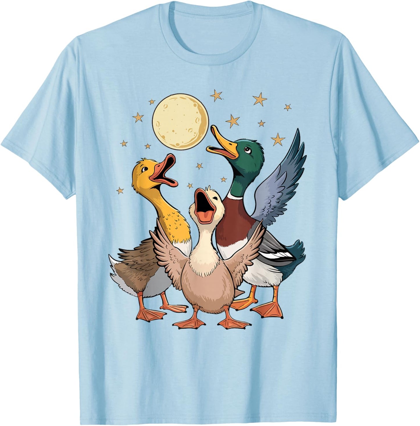 Funny Duck Howling At Moon Dad Mom Toddler Men Women Vintage T-Shirt - T-Shirt | Light Blue