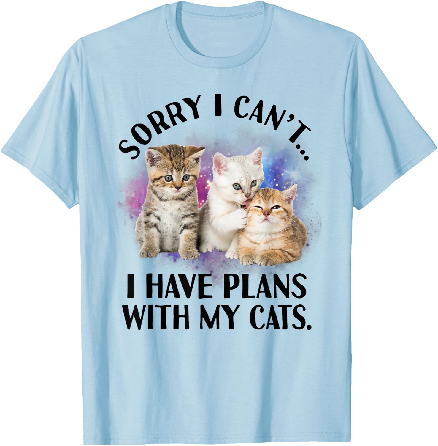 Sorry I Can't I Have Plans with My Cat - Cat Lover Gift T-Shirt - T-Shirt | Light Blue