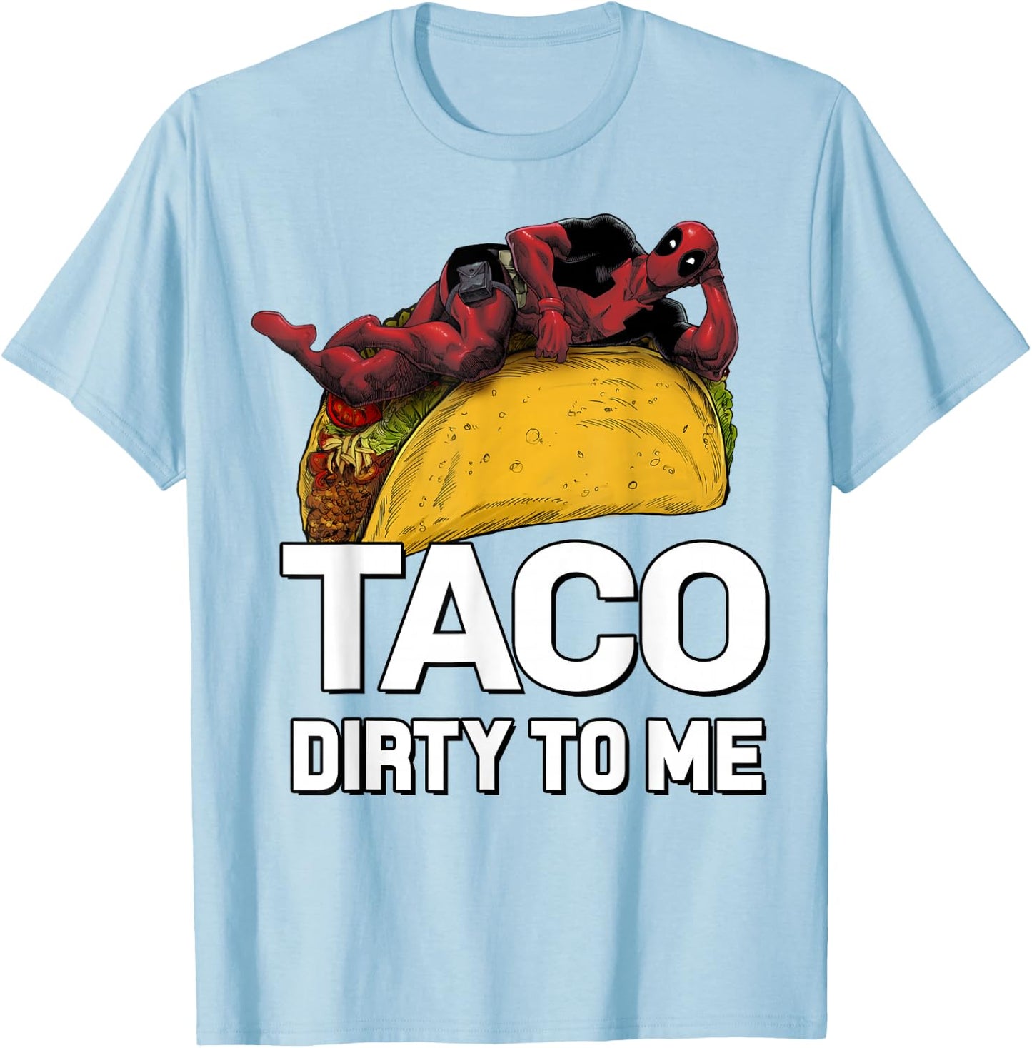 Marvel Deadpool Taco Dirty To Me Graphic T-Shirt - T-Shirt | Light Blue