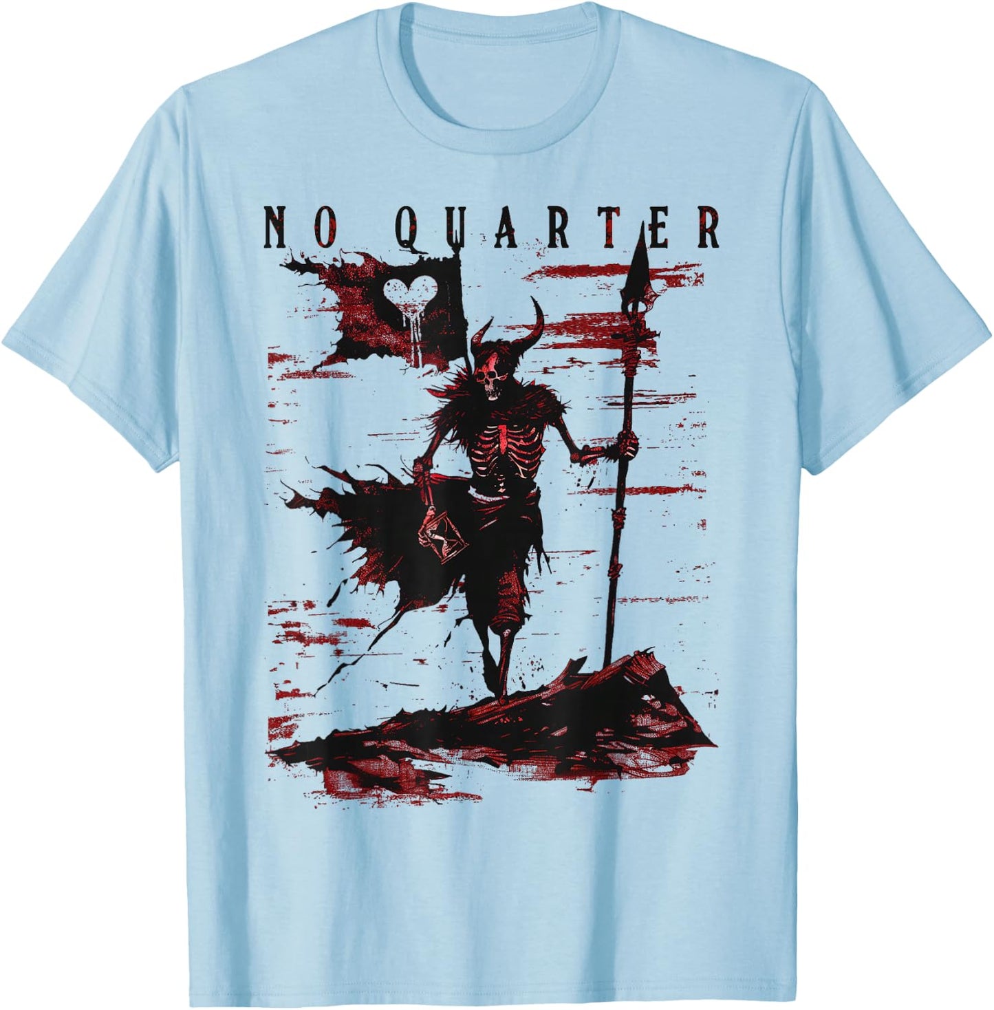 Blackbeard Flag: No Quarter T-Shirt - T-Shirt | Light Blue
