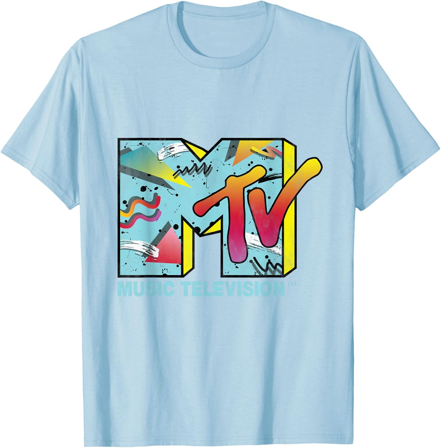 Classic MTV Logo 80s Print Design T-Shirt - T-Shirt | Light Blue