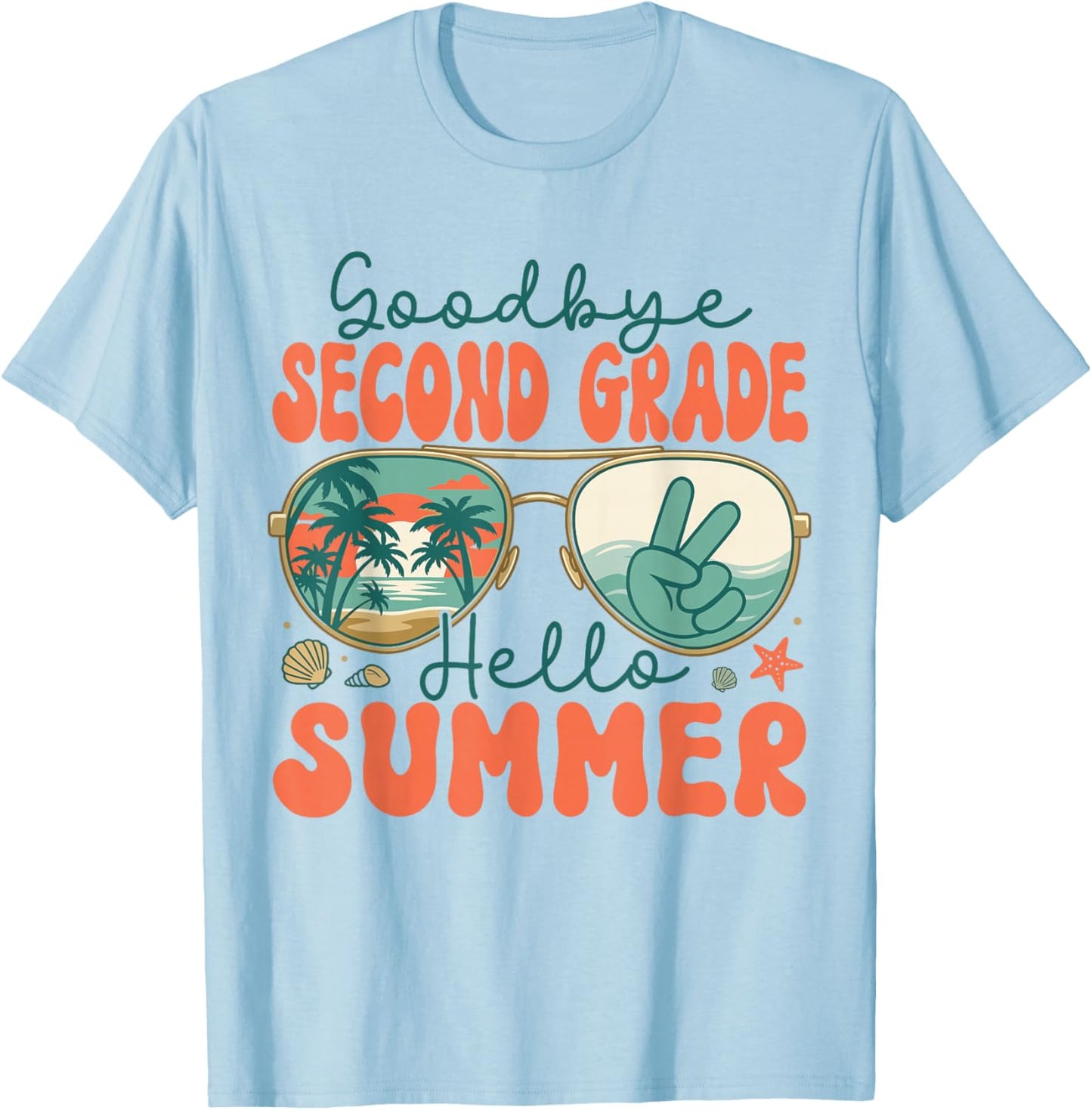 Goodbye Second Grade Hello Summer 2nd Grade Last Day School T-Shirt - T-Shirt | Light Blue