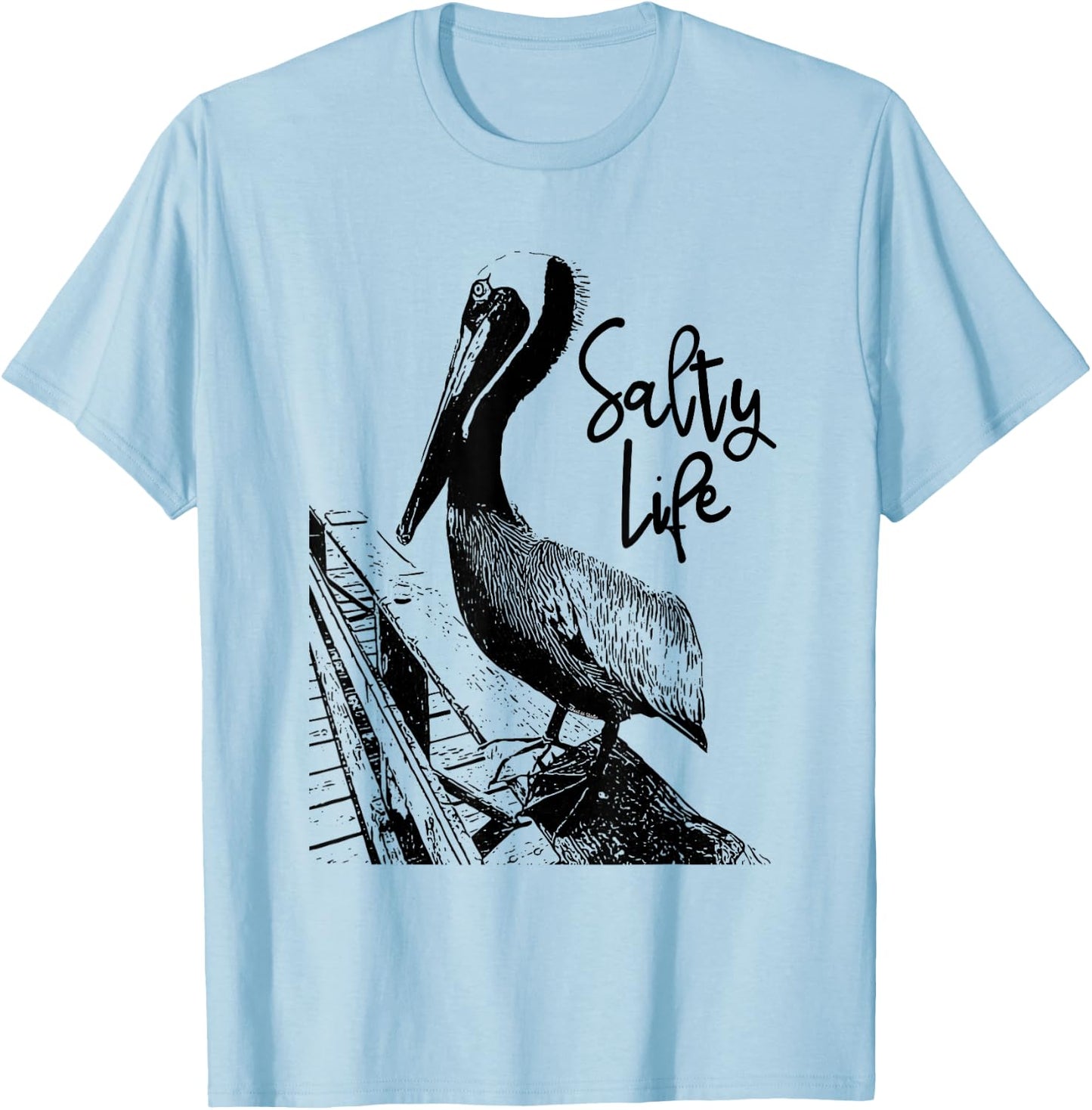 Salty Life Pelican Art T-Shirt - T-Shirt | Light Blue