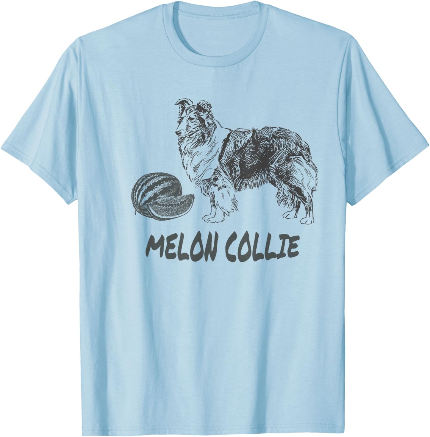 Funny MELLON COLLIE Dog Pun Illustration Gift Women Kids T-Shirt - T-Shirt | Light Blue