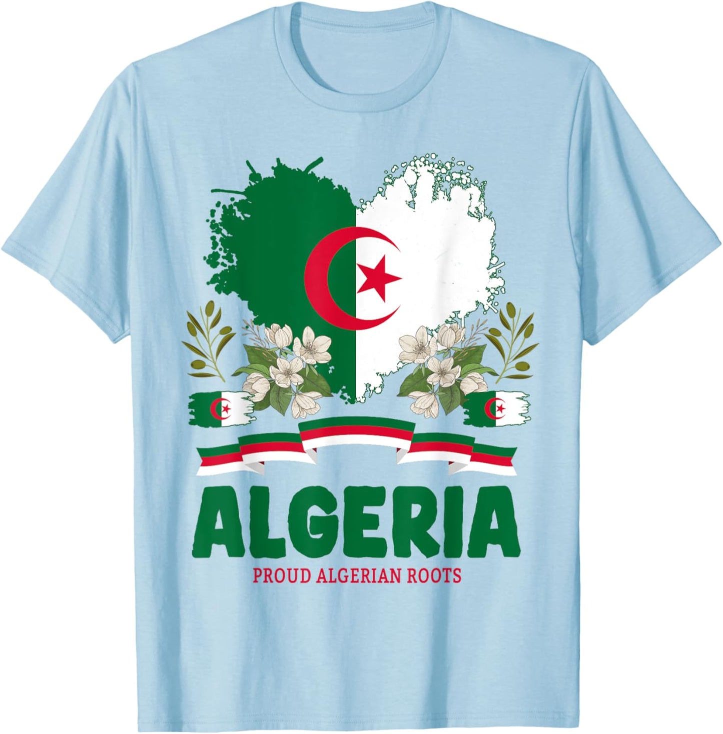 Algeria Flag Themed Outfit Idea For Kids Algerian Heritage T-Shirt - T-Shirt | Light Blue