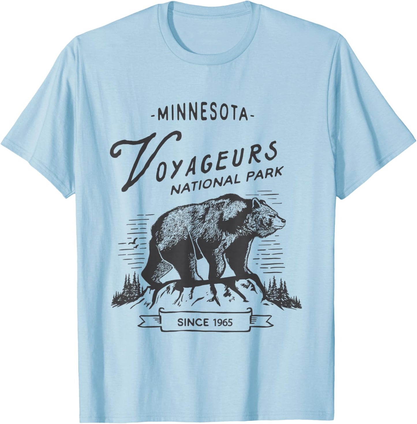 Vintage Voyageurs National Park Shirt Retro Bear Minnesota T-Shirt - T-Shirt | Light Blue