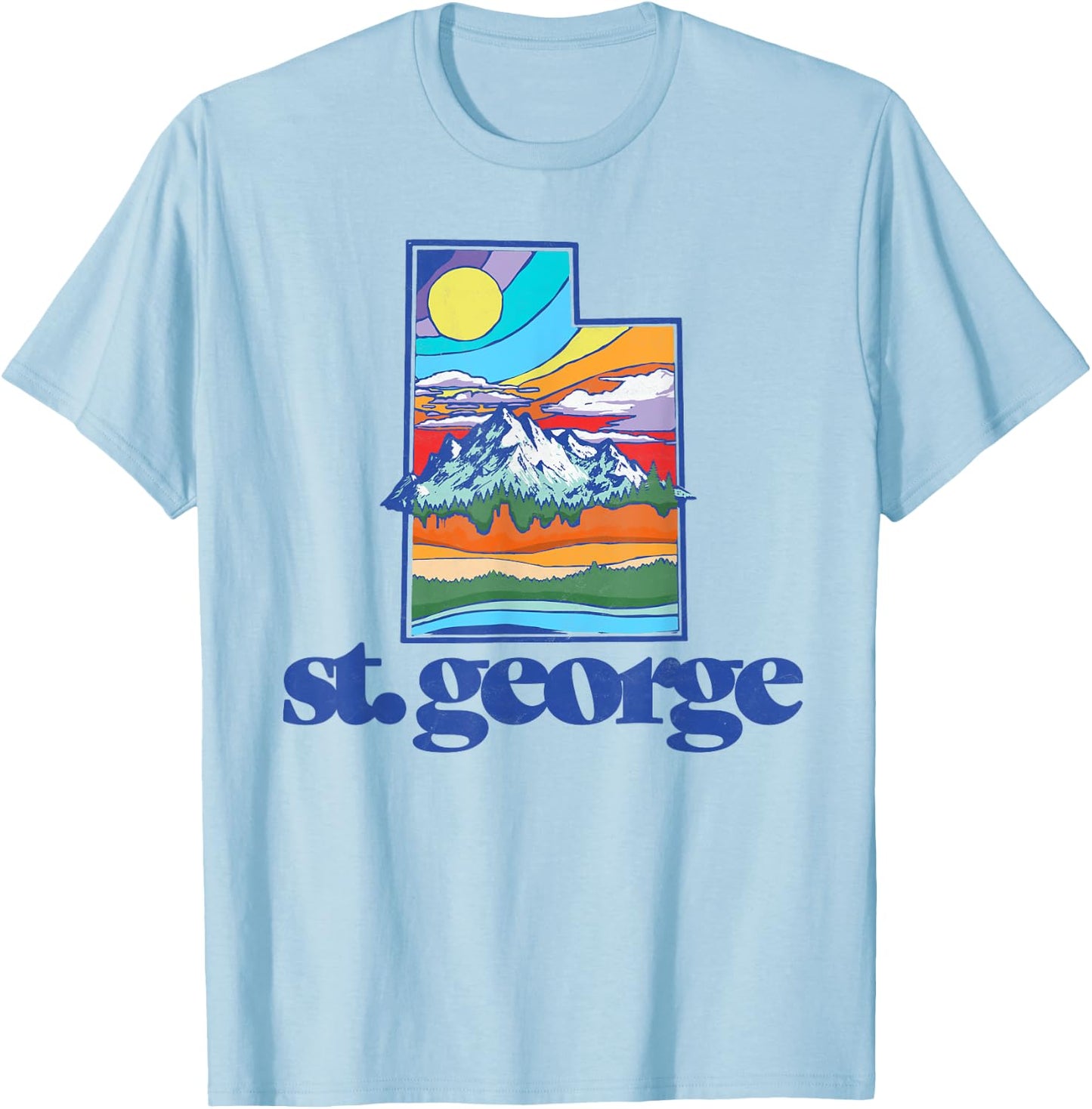 St. George Utah Vintage Nature Outdoor Graphic T-Shirt - T-Shirt | Light Blue