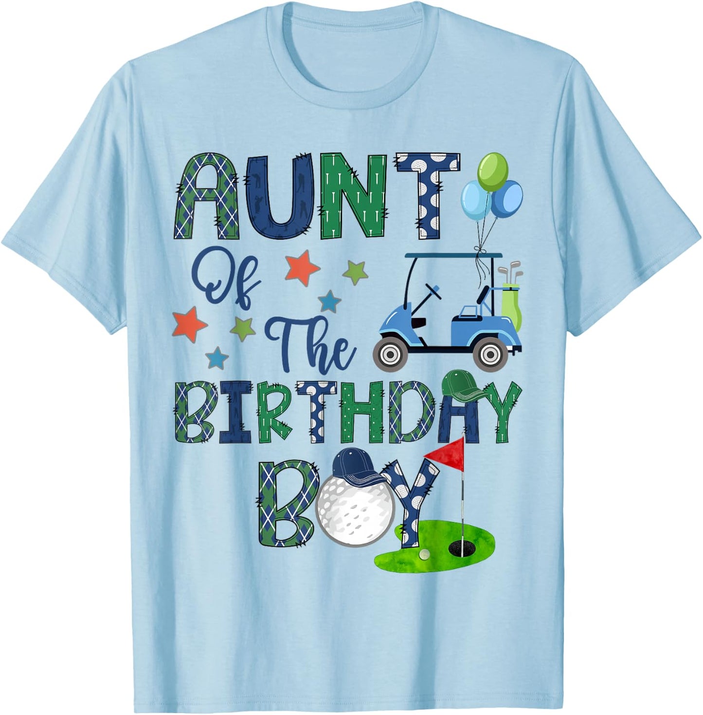 Aunt Of The Birthday Boy Hole In One Golf Lover T-Shirt - T-Shirt | Light Blue