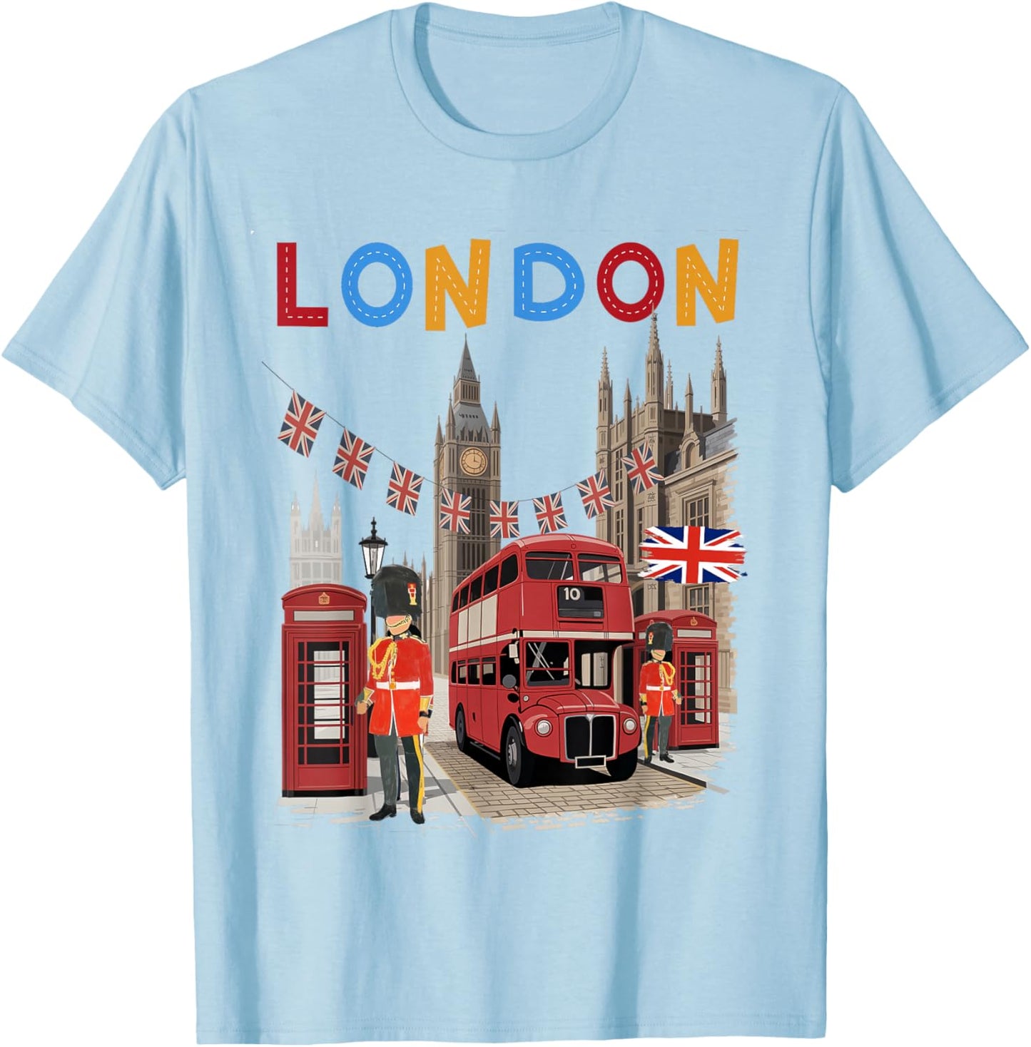 London Souvenirs Outfit Idea & British Memorabilia T-Shirt - T-Shirt | Light Blue