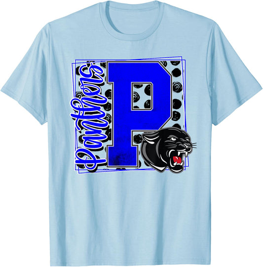 Panthers School Spirit Game Day Mascot Blue Panther Pride T-Shirt - T-Shirt | Light Blue