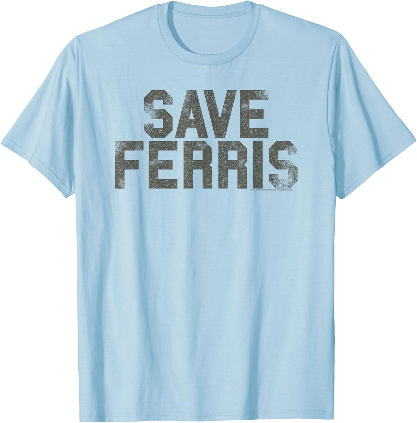 Ferris Bueller's Day Off Distressed Save Ferris Movie T-Shirt - T-Shirt | Light Blue