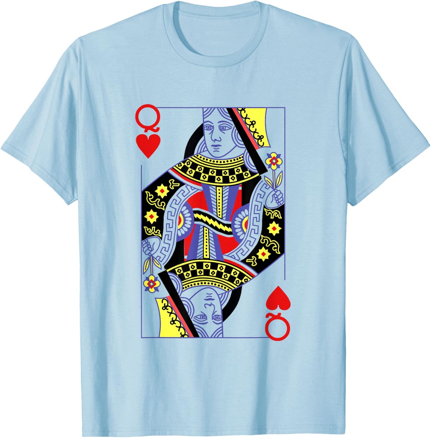 Queen Of Hearts Deck Of Cards Playing Cards Halloween Poker T-Shirt - T-Shirt | Light Blue