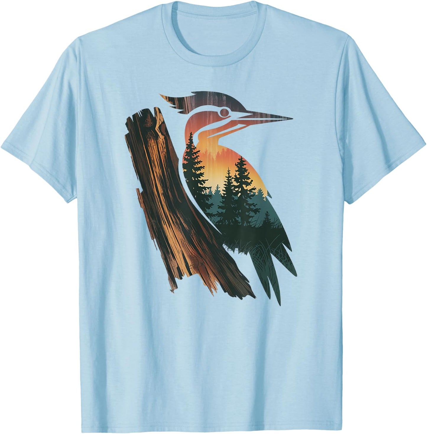 Woodpecker Hunting Hiking Outdoor Camping Forest Men Women T-Shirt - T-Shirt | Light Blue