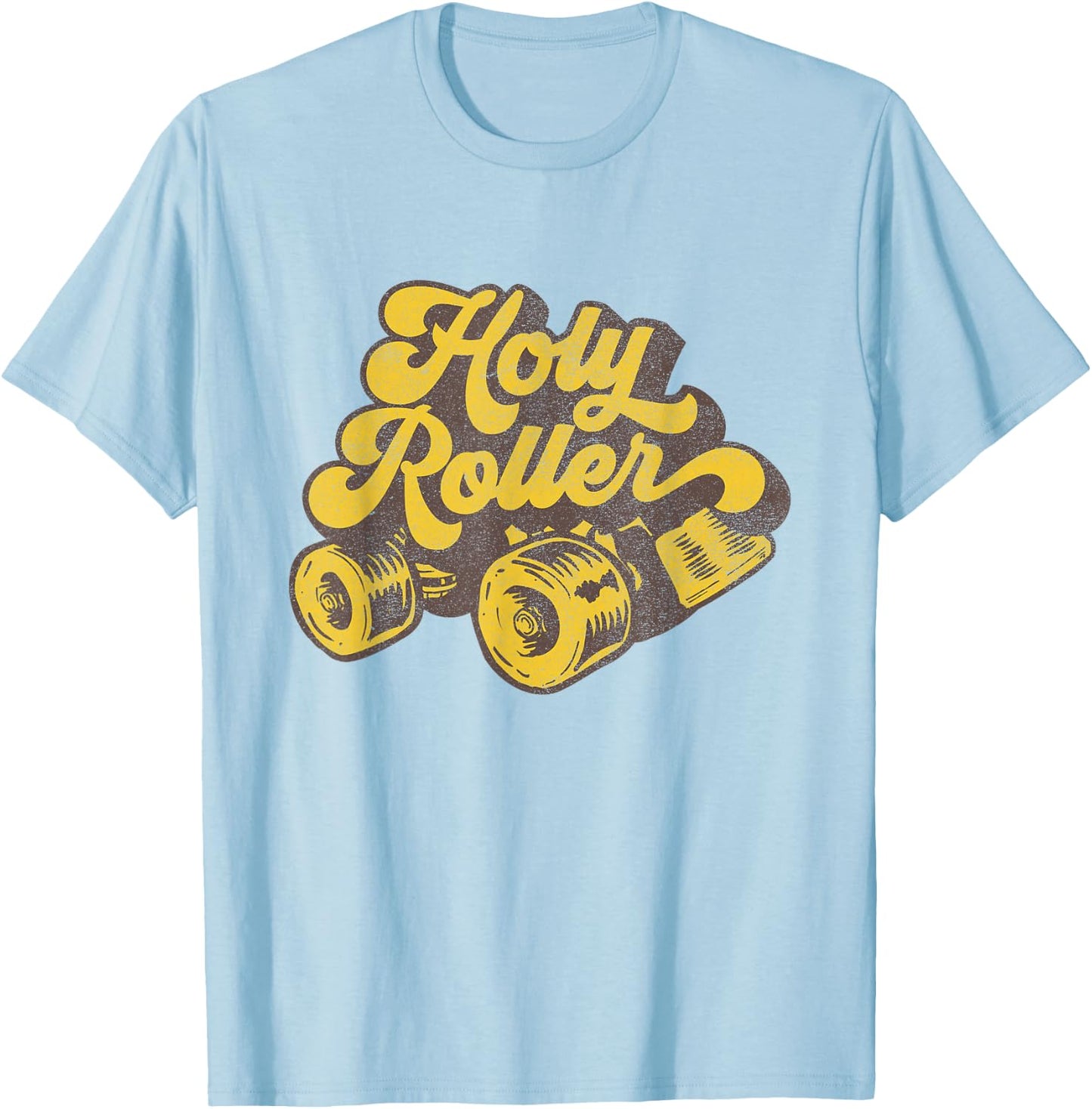 Roller Derby Skate Shirt - Holy Roller - Distressed T-Shirt - T-Shirt | Light Blue