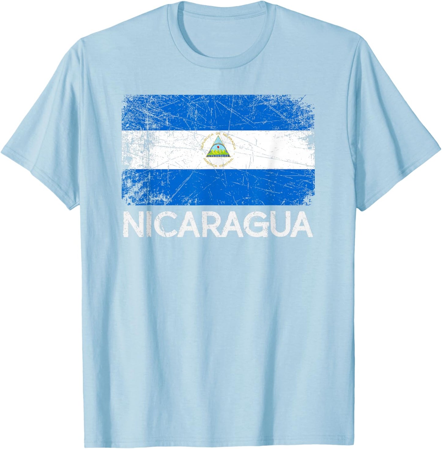 Nicaraguan Flag | Vintage Made in Nicaragua Gift T-Shirt - T-Shirt | Light Blue