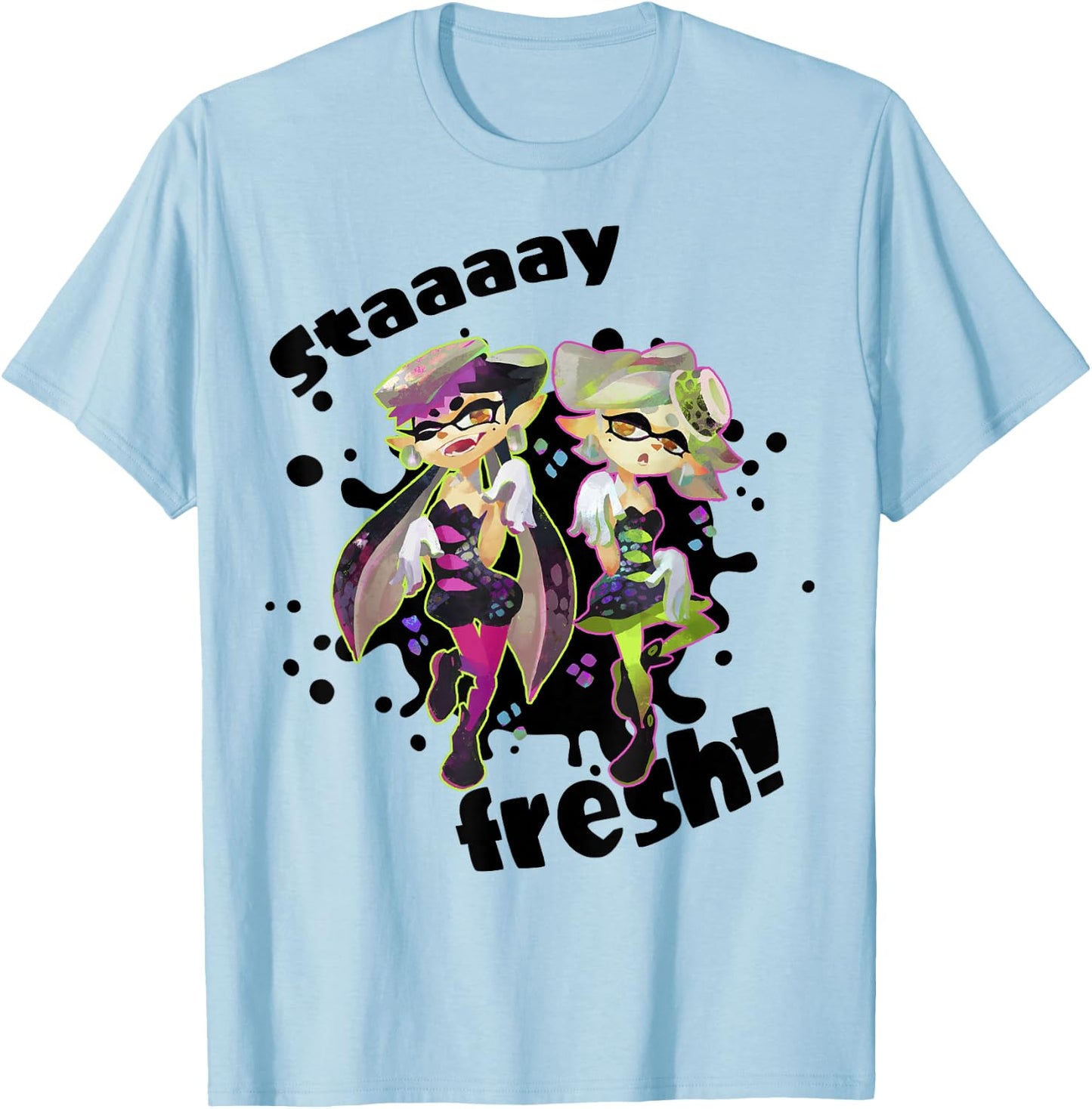 Nintendo Splatoon Squid Sisters Stay Fresh Graphic T-Shirt - T-Shirt | Light Blue