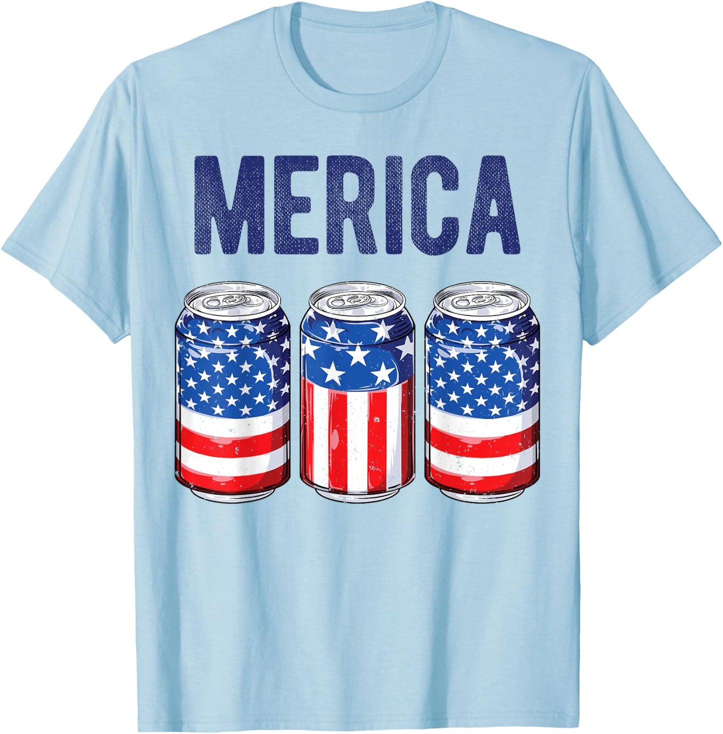 Beer American Flag 4th of July Men Women Merica USA Drinking T-Shirt - T-Shirt | Light Blue