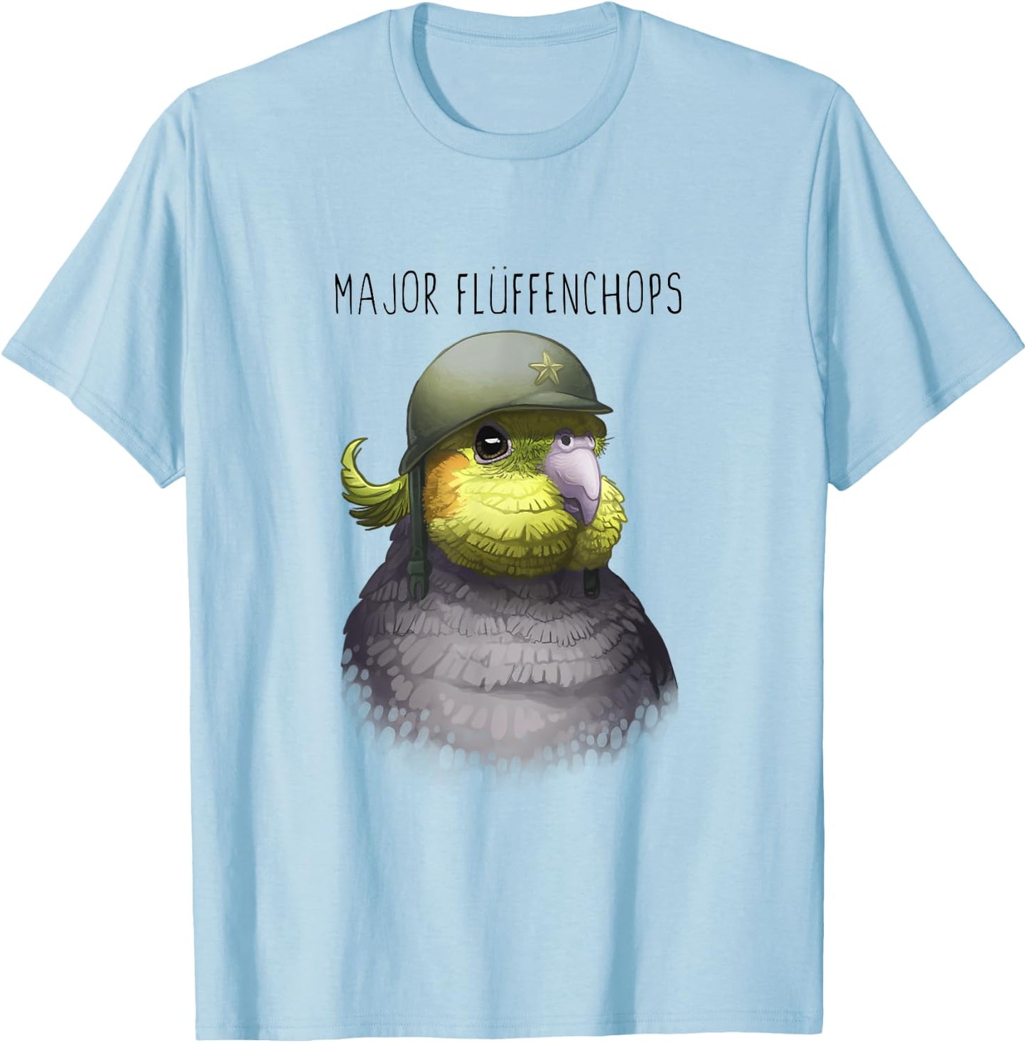 Major Fluffenchops Cockatiel T-Shirt - T-Shirt | Light Blue