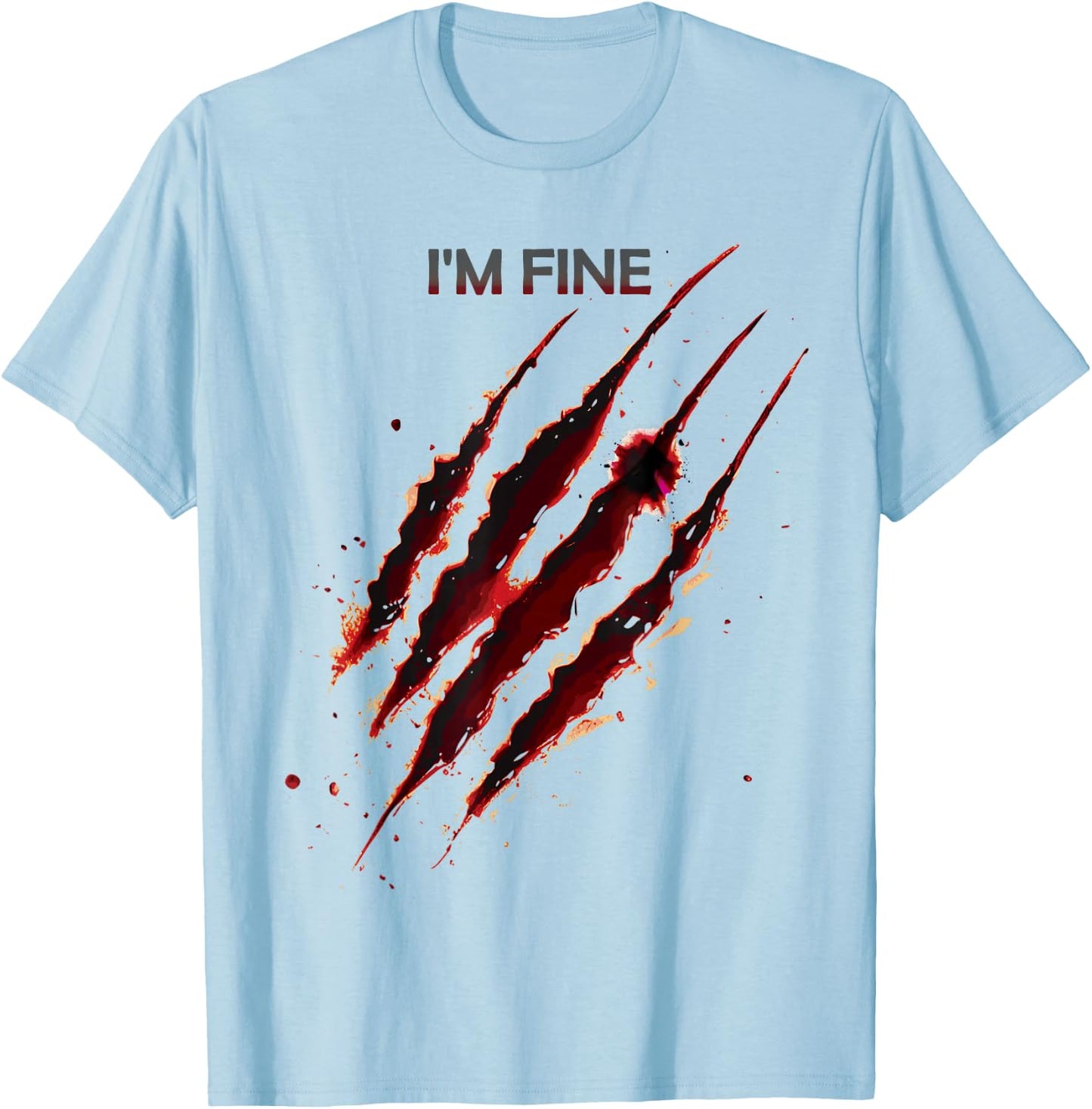 I'm Fine Bloody Shirt Zombie Blood Splatter Halloween T-Shirt - T-Shirt | Light Blue