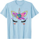 Rainbow Unicorn Face Shirt, Cute Unicorn Birthday Outfit T-Shirt - T-Shirt | Light Blue
