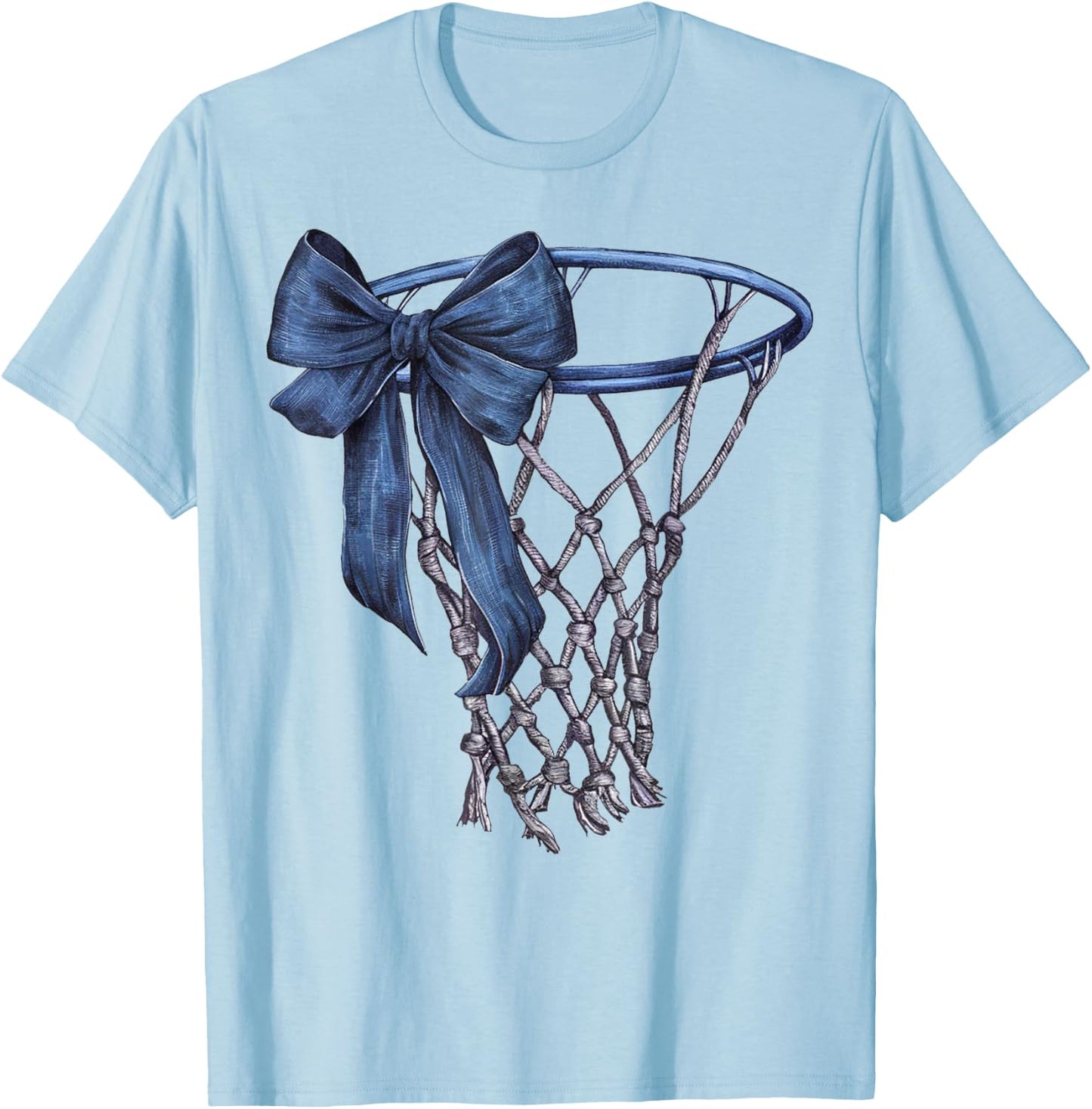 Coquette Basketball Game Day Mama Bow Vintage T-Shirt - T-Shirt | Light Blue