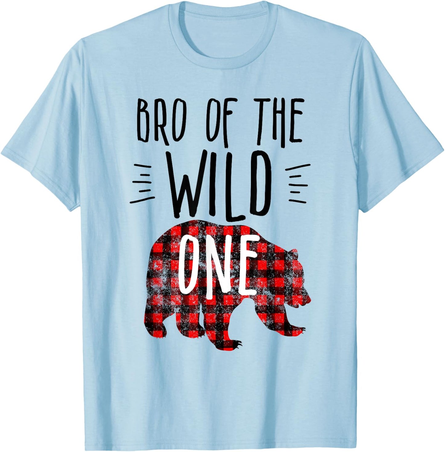 Bro of the Wild One Brother Shirt Buffalo Plaid Lumberjack T-Shirt - T-Shirt | Light Blue
