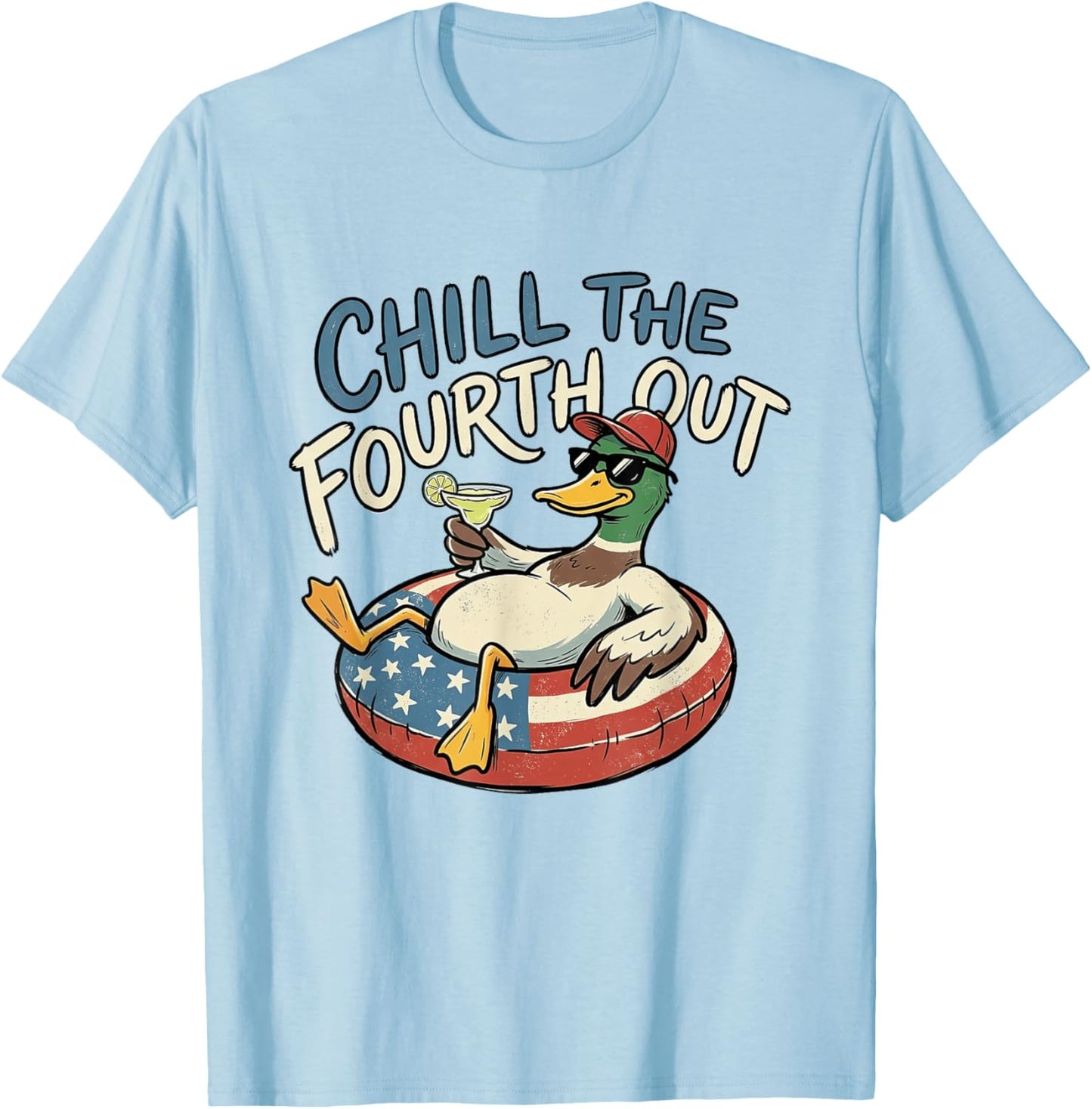 Chill The-Fourth Out Patriotic Mallard Duck 4th of July USA T-Shirt - T-Shirt | Light Blue