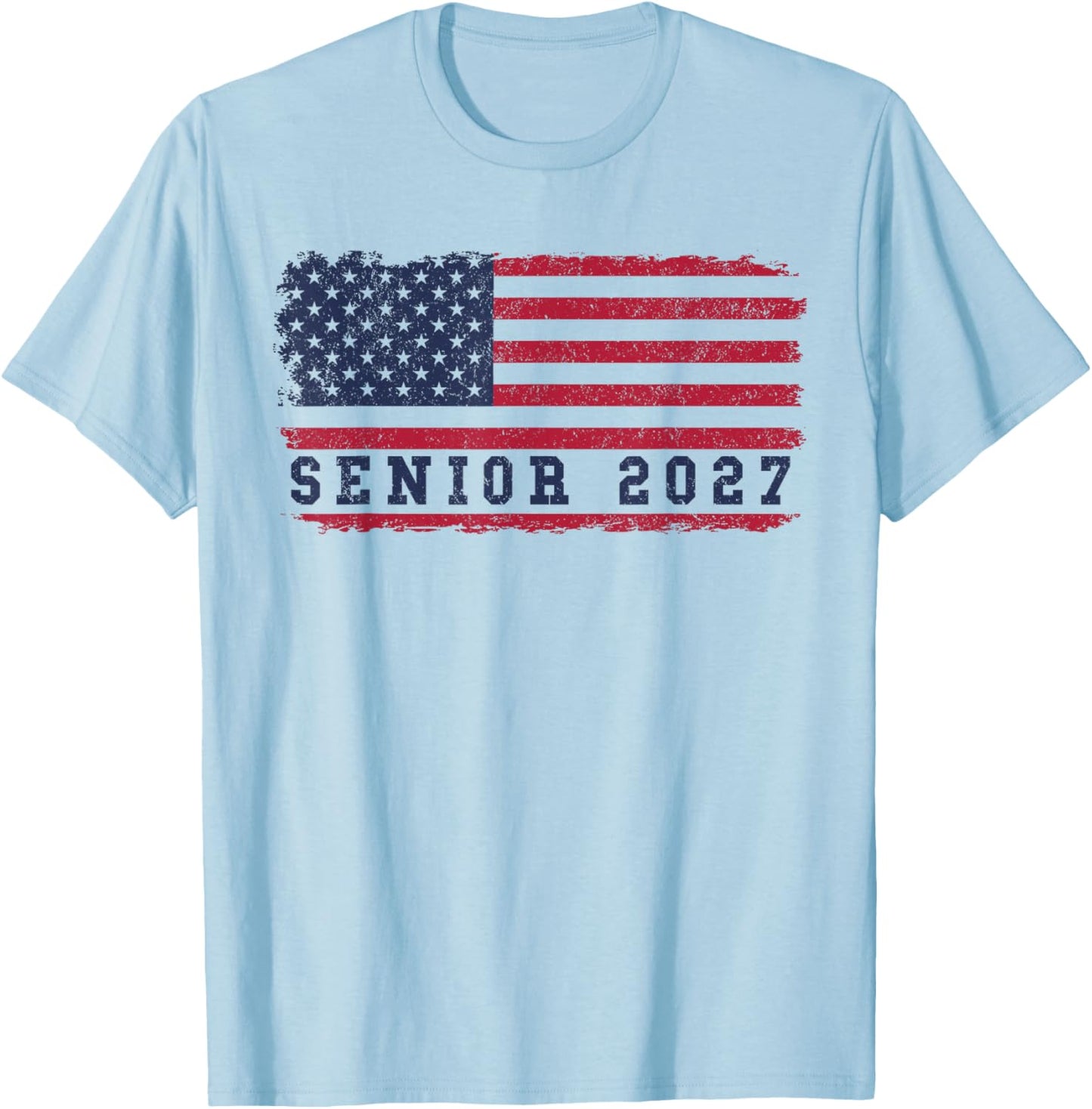2027 Senior American Flag Patriotic Graduation T-Shirt - T-Shirt | Light Blue